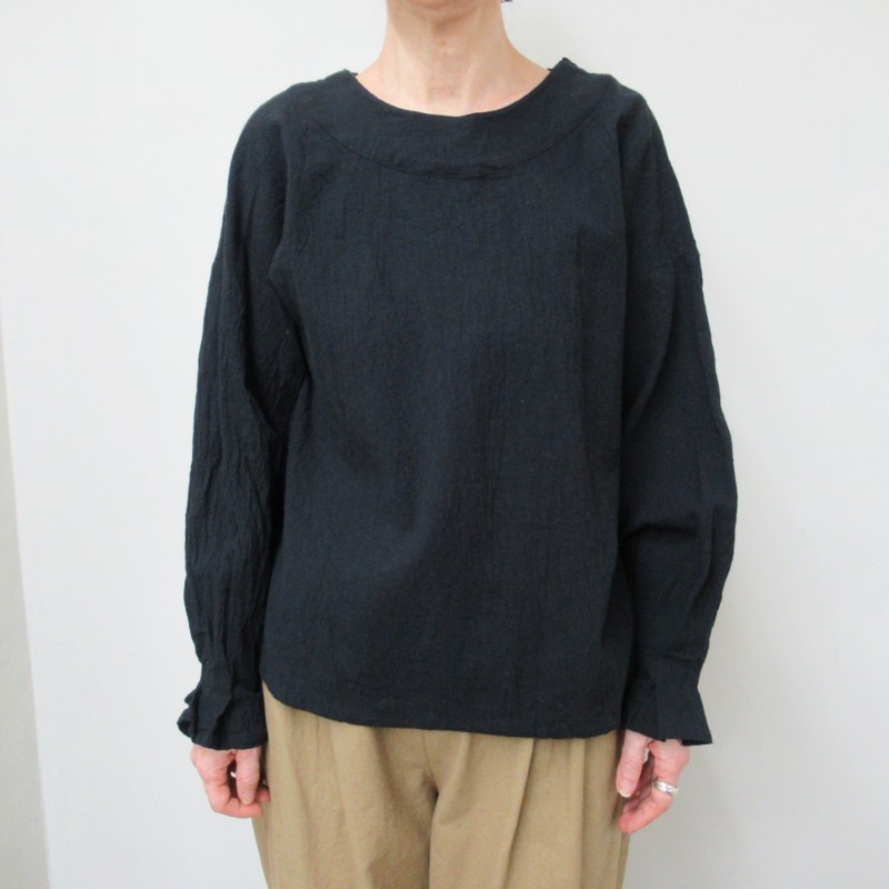 ina 襟切替ゴム2WAYプルオーバー /BK03【日本製】